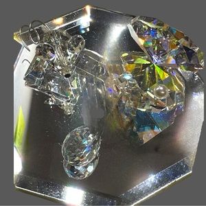 Set of 3 Miniature Crystal Figurines on Display Mirror Plate